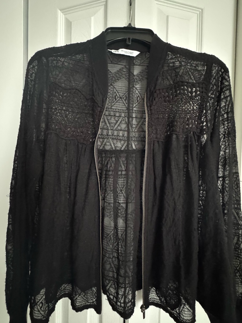 Zara Black Lace Bomber Jacket